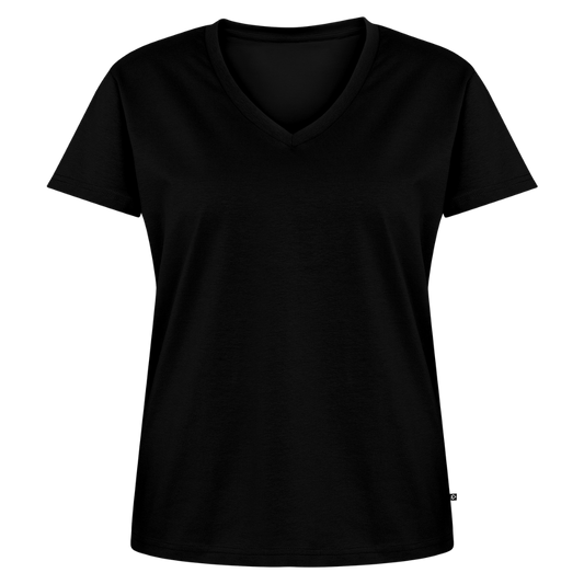 T-Shirt Femme Col V - #RideAsYouAre (Back) - black
