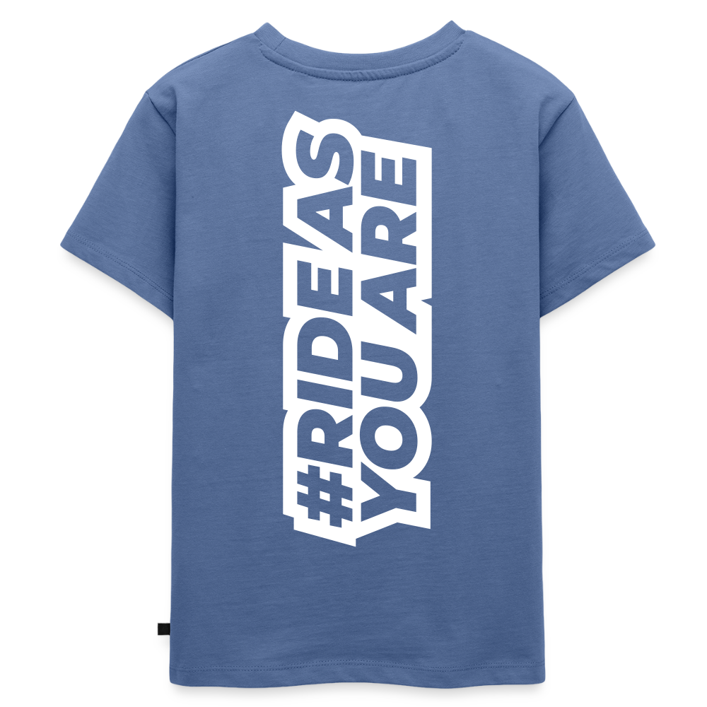 T-Shirt Enfant - #RideAsYouAre (Back) - bleu pigeon
