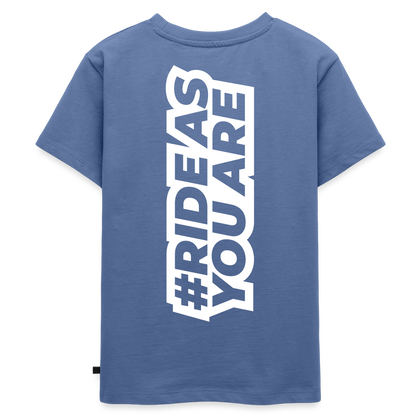 T-Shirt Enfant - #RideAsYouAre (Back) - bleu pigeon
