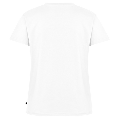 T-Shirt Femme Col V - #RideAsYouAre (Back) - white