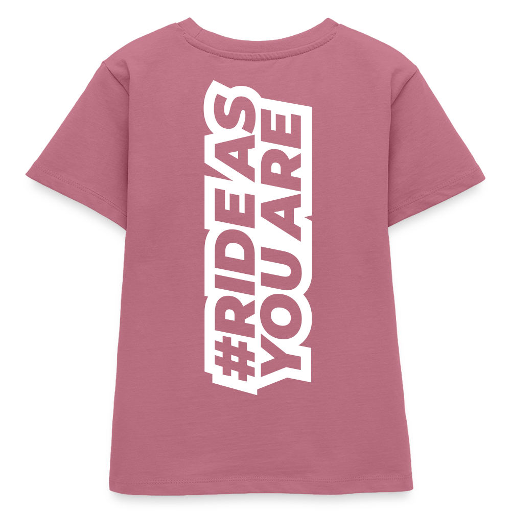 T-Shirt Enfant - #RideAsYouAre (Back) - mauve