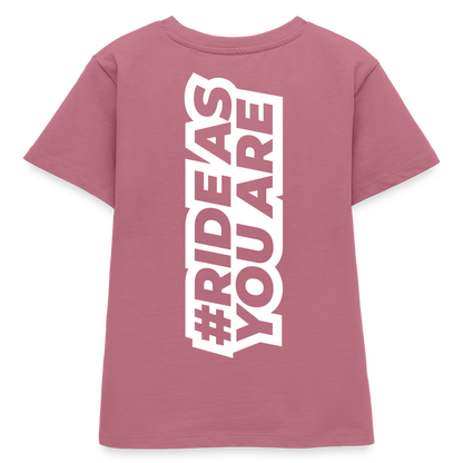 T-Shirt Enfant - #RideAsYouAre (Back) - mauve