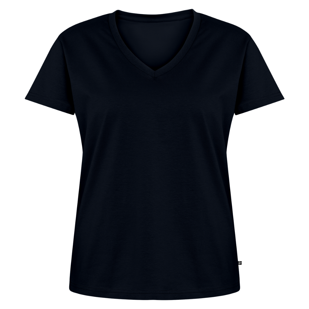 T-Shirt Femme Col V - #RideAsYouAre (Back) - navy