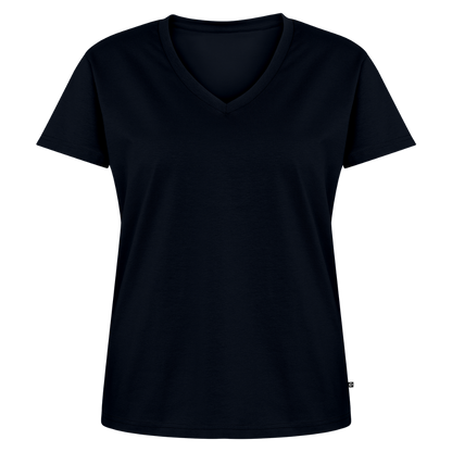 T-Shirt Femme Col V - #RideAsYouAre (Back) - navy