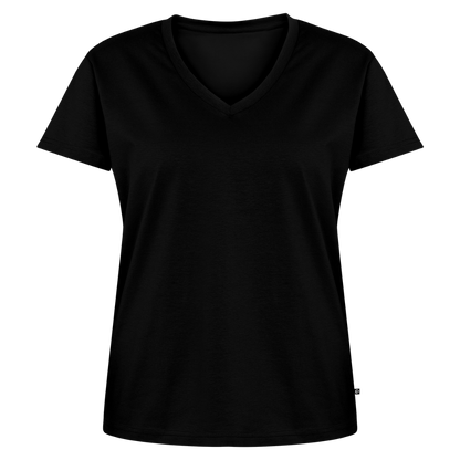 T-Shirt Femme Col V - #RideAsYouAre (Back) - black