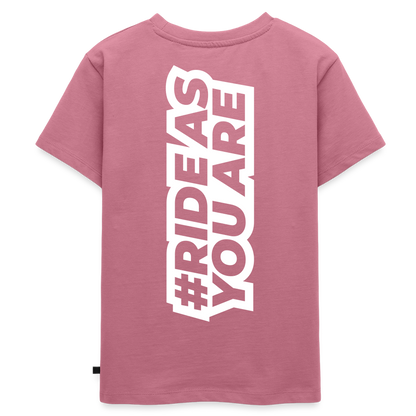 T-Shirt Enfant - #RideAsYouAre (Back) - mauve