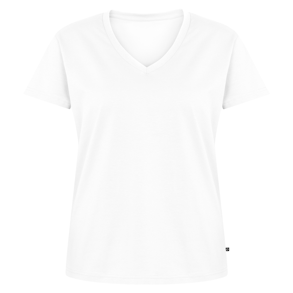 T-Shirt Femme Col V - #RideAsYouAre (Back) - white